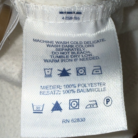 Lands End Quarter Zip White Women’s L 14/16 Fleece Thick Collar Button Pockets - Picture 7 of 9